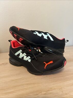Puma Black Sneakers with Coral and Light Blue Accents